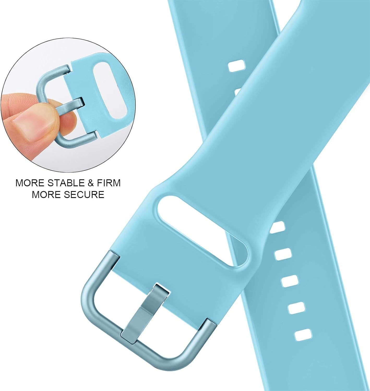 Adepoy Compatible with Apple Watch Bands 45Mm 44Mm 42Mm, Soft Silicone Sport Wristbands Replacement Strap with Classic Clasp for Iwatch Series SE 7 6 5 4 3 2 1 for Women Men, Light Blue 42/44/45Mm