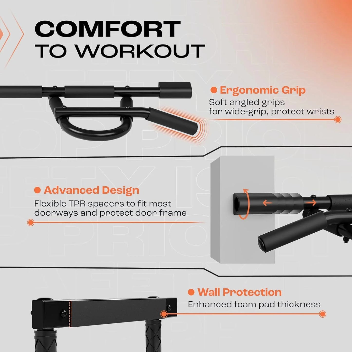 Heavy Duty Pull up Bar for Doorway,Solid Bar Construction,Multi Grips Door Pull up Bar/Doorway Pull up Bar