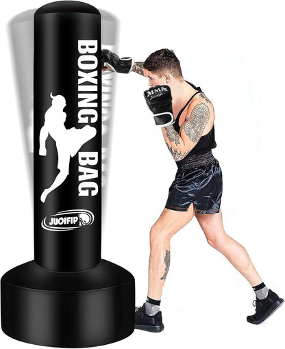 Heavy Punching Bags for Adults Freestanding Boxing Bag with Stand Men Stand Kickboxing Bag Ideal Standing Inflatable Kickboxing Bag