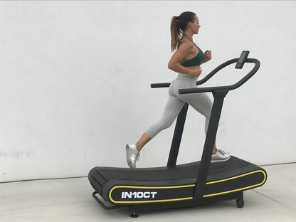 Manual Curved Exercise Treadmill, Black and Yellow