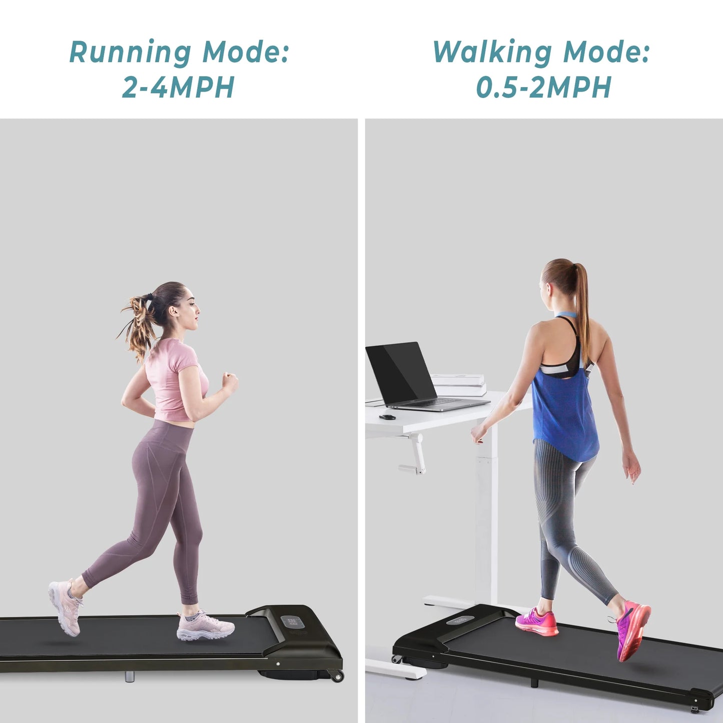 Walking Pad Treadmill, Electric Walking Treadmill Home Office, Remote Control Treadmill with 2 Modes, Workout Running Machine, Aerobic Sports Fitness Equipment Compact Treadmill