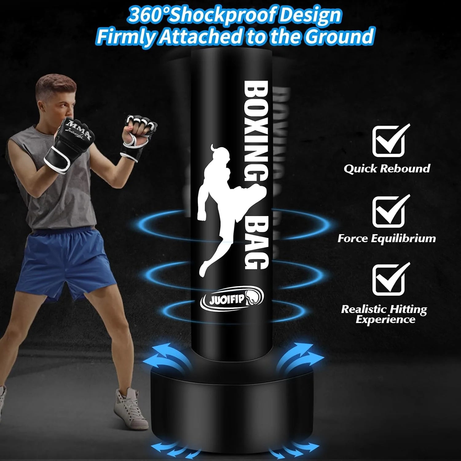 Heavy Punching Bags for Adults Freestanding Boxing Bag with Stand Men Stand Kickboxing Bag Ideal Standing Inflatable Kickboxing Bag