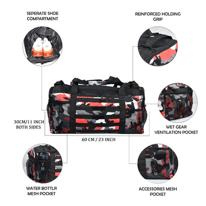 Gym Duffle Bag- Workout, Boxing, MMA, Sports Bag with Shoes Compartment and Adjustable Shoulder Strap for Men and Women.