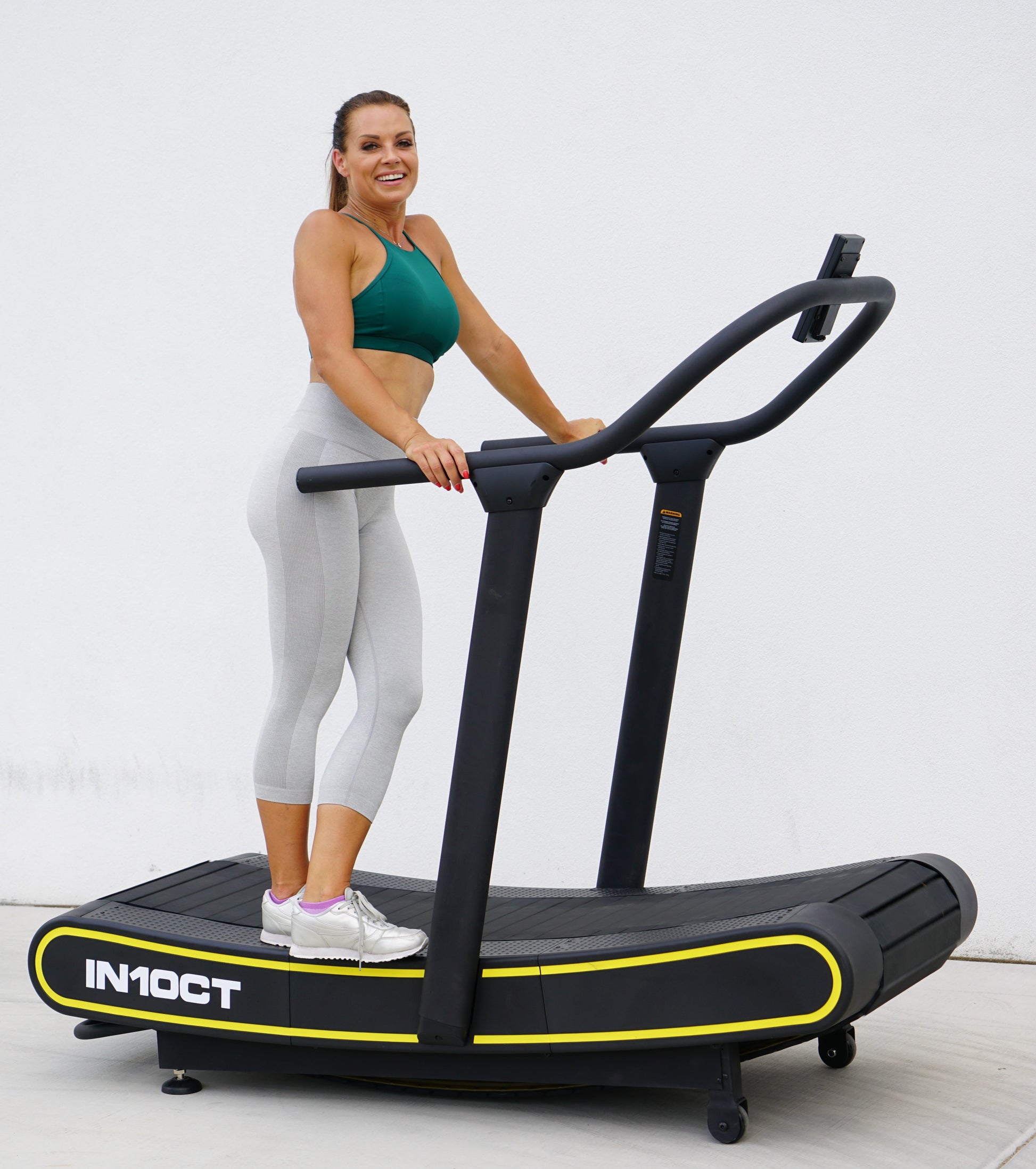 Manual Curved Exercise Treadmill, Black and Yellow