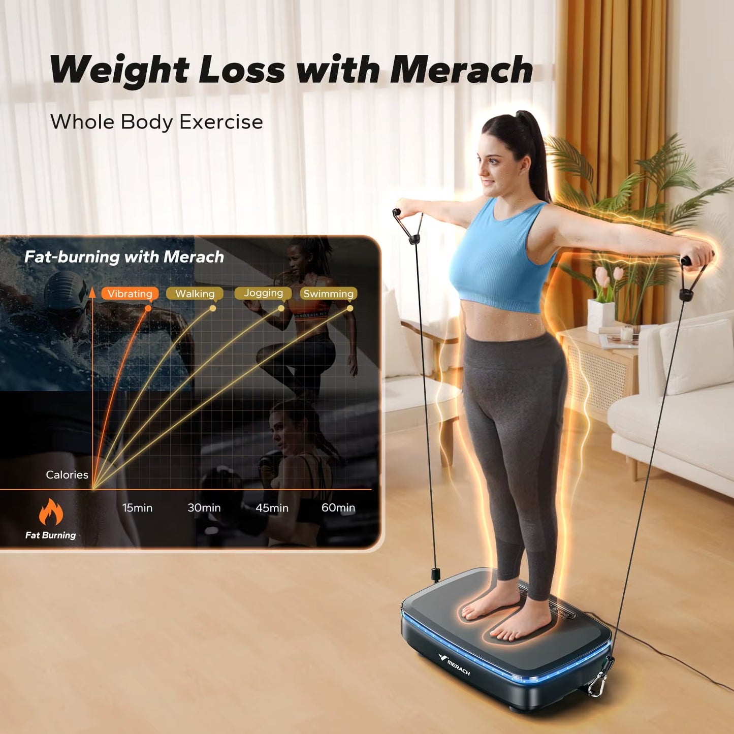 Vibration Plate Exercise Machine with Light Whole Body Workout Power Vibrate Platform Vibration Plate Lymphatic Drainage